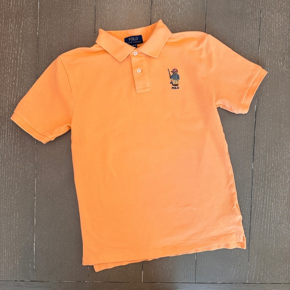 Polo Ralph Lauren Boys Orange Polo Bear Fishing Shirt • Size: Large (14-16)